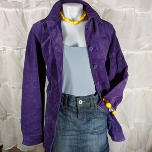 Bagatelle Purple Suede Button-Up Shirt Jacket M